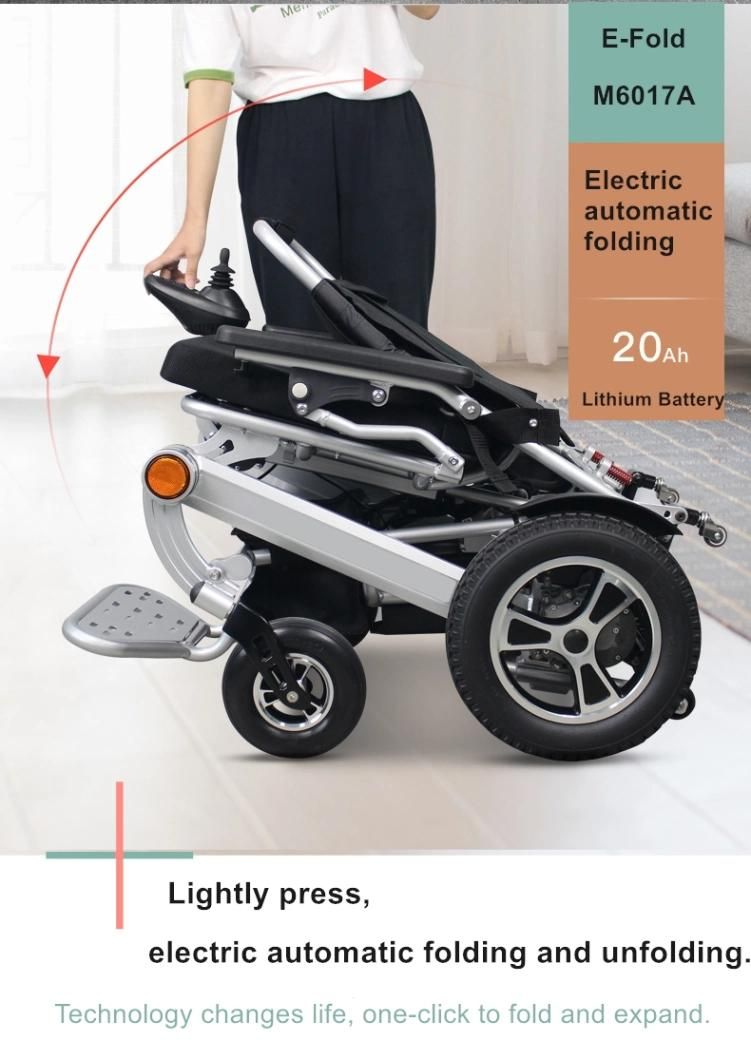 Lightweight Power Foldable Electric Wheelchair with Luggage Bracket