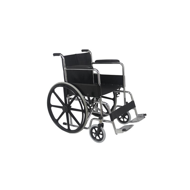 Adult Manual Economic Wheel Chair Chromed Steel Frame Wheelchair for Disability