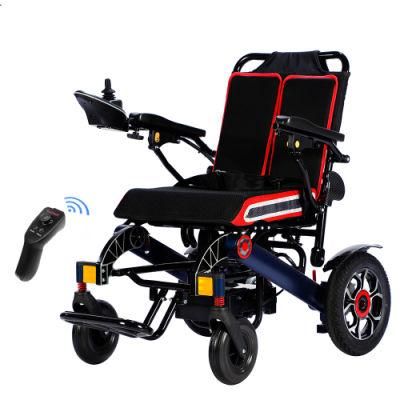 Brush Motor 500W Aluminum Alloy Frame Electromagnetic Brake Can Lie Down Electric Wheelchair