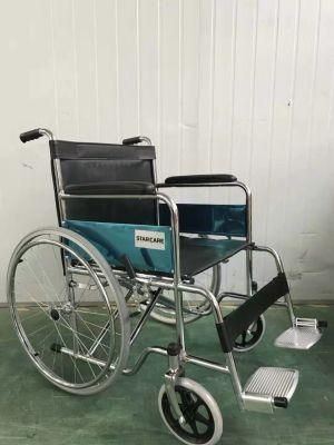 Chrome Plated Fixed Armrest Manual Wheelchair