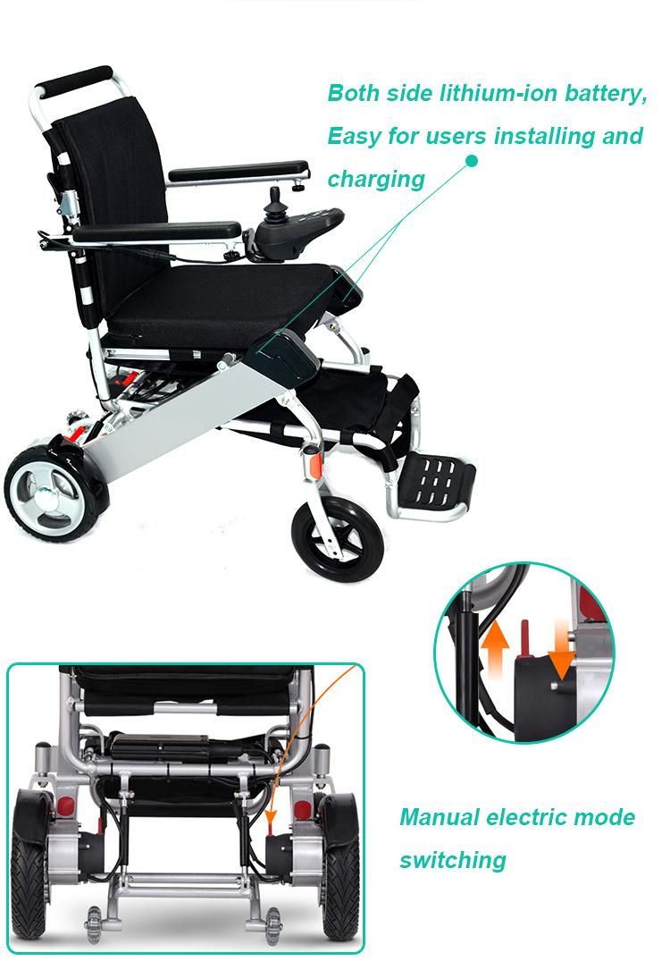 Ce, FDA Approved Lithium Battery Portable Aluminium Power Electric Wheelchair
