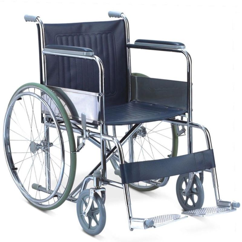 Hospital Chromed Steel Toilet Commode Chair Wheelchair with ISO 13485 Approved