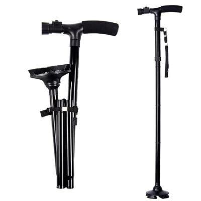 Hot Sale Walking Stick Folding Non-Slip Cane with Light Old Man&prime; S Cane Outdoor Hiking Pole with Straight Handle