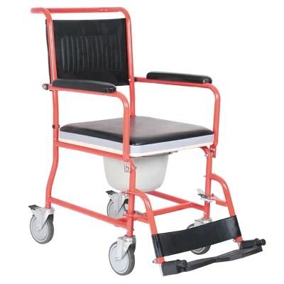 Mobile Shower Wheel Chair Bedside Bathroom Seat Potty Toilet Chair Commode