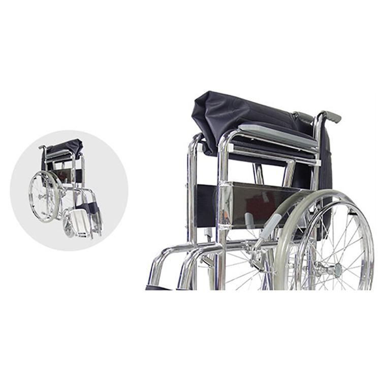 Medicare Wheel Chair Solid Castor Steel Manual Wheelchair for Disabled