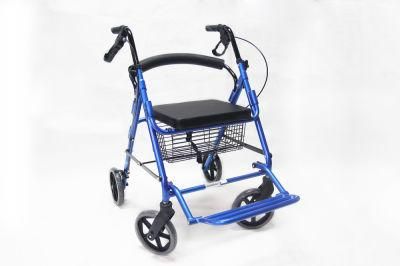 Folding Aluminum Rollator Walking Aids with Seat and Footrest for The Elderly