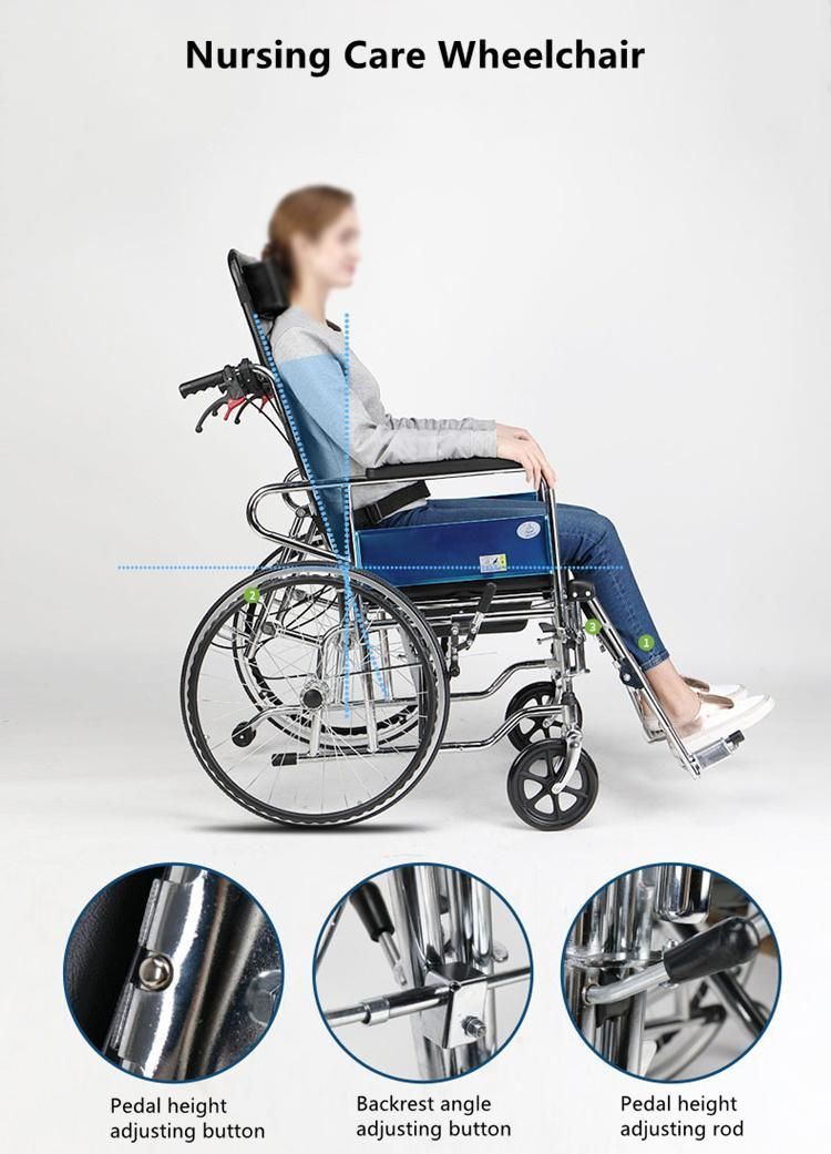 Steel Orthopaedic Legrests Manual Wheelchair with Toilet Seat