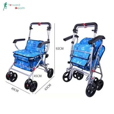 CE ISO13485 Lightweight Aluminum Folding Walkers for The Elderly High Quality Foldable Shopping Rollator
