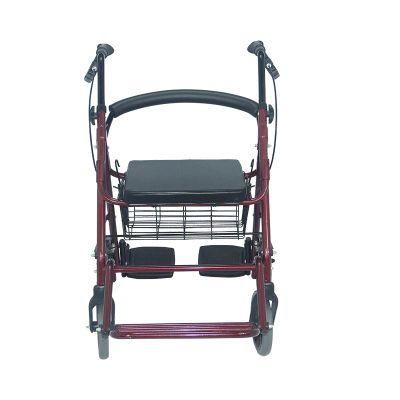 Shopping Aluminium Manual Transport Wheelchair Rollator Folding with Seat for Old Man People
