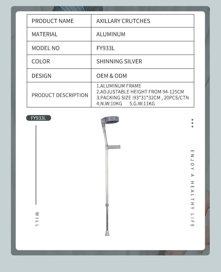 Aluminum Adjustable Walking Cane/Stick/Crutch for Disabled People