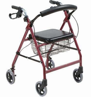 6&quot; Wheels Aluminum Rollator Walker Soft Backrest Easy Carry Folding Chair Shopping