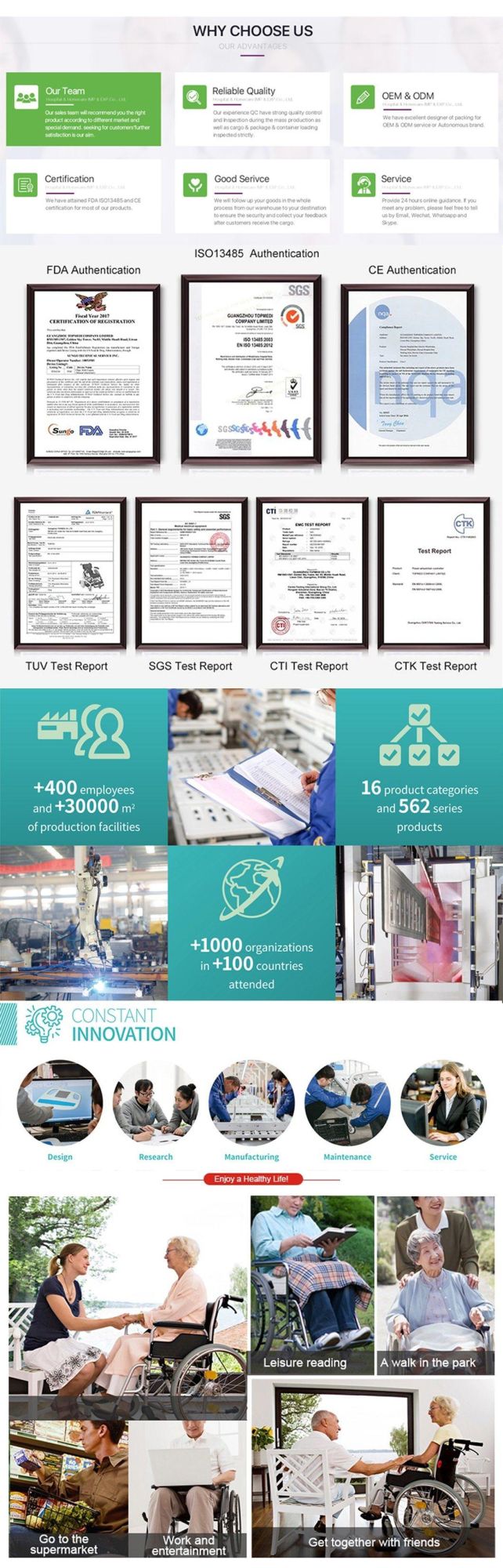 Rehabilitation Medical Equipment Lightweighthot Selling Economic Rehabilitation Wheelchair Made in China