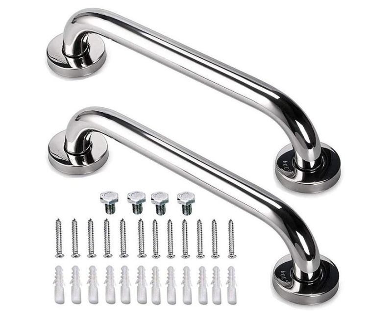 Commode Chair Chrome Stainless Steel Bathroom Grab Bar Handle, Safety Hand Rail Support