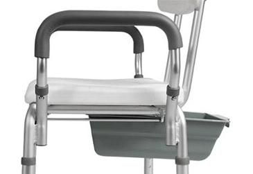 Commode Chair - 2 in 1 Aluminum Shower Chair or Commode Chair with Backrest and Armrest Bathroom Safety