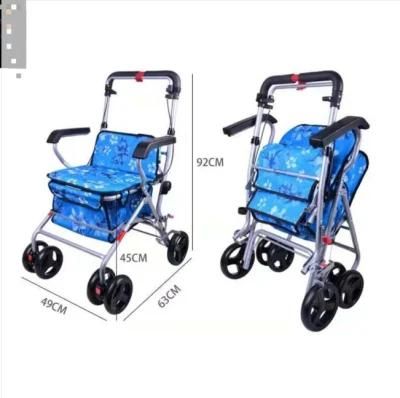 Collapsible Coating Steel Shopping Trolley Cart Walker Rollator for The Elderly for Disabled People