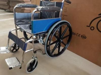 Convenient Disabled Elderly Foldable Printing Steel Frame Manual Wheelchair
