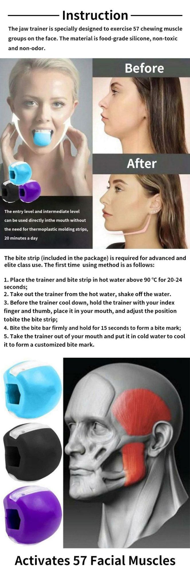 Jaw Line Mouth Trainer Ball Exercise Jawline Jaw Exerciser