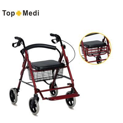 Topmedi Outdoor Aluminum Transport Rollator with Footrest