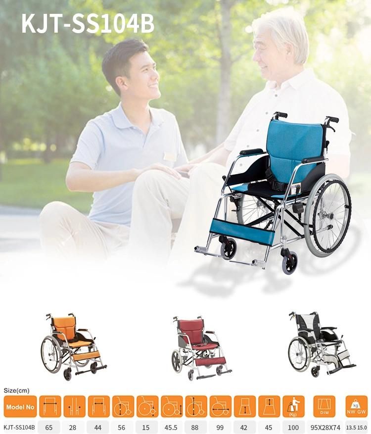 Basic Aluminum Alloy Wheelchair Wheel Chair Seat Weelchair with Drop Back Handle Brake Leisure Type Wheel Aluminum Wheelchair