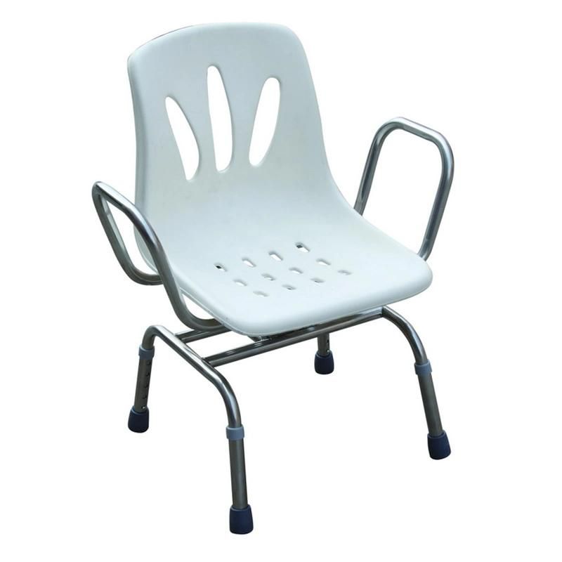 Shower Seat with PE Backrest Aluminum Lightweight Antiskid Safety Chair Bathroom Toilet Home Care Bath Bench for Elderly People and Pregnant Woman