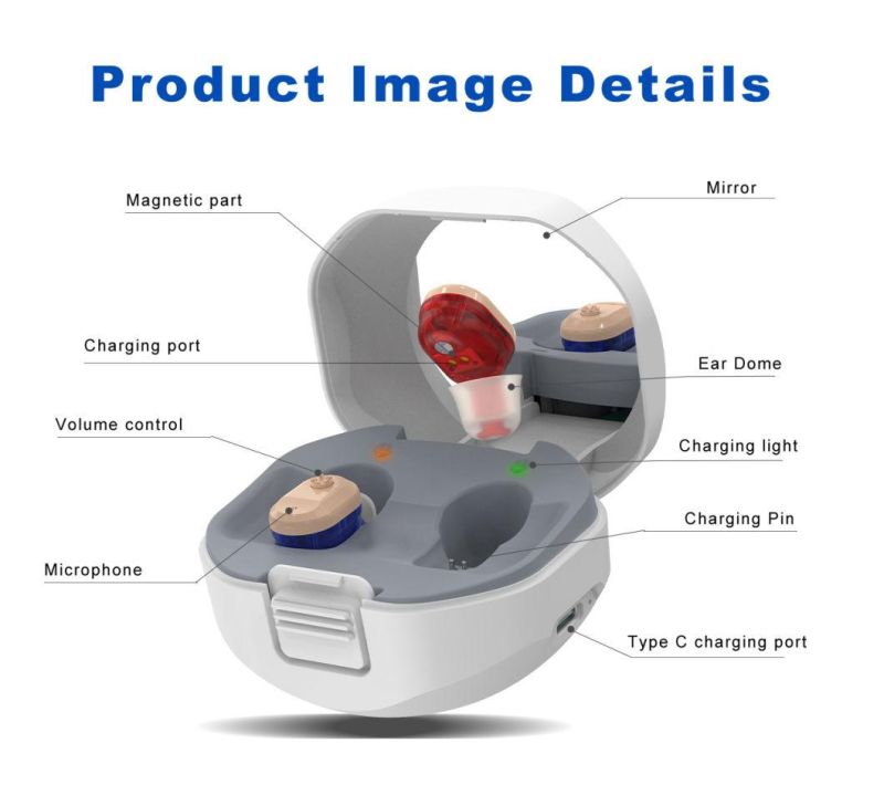Earsmate Mini in Ear Hearing Aid Analog Hearing Sound Amplifier Rechargeable Hearing Aids Device Product Wireless Tip Receiver Voice Amplifier 2PCS Packed