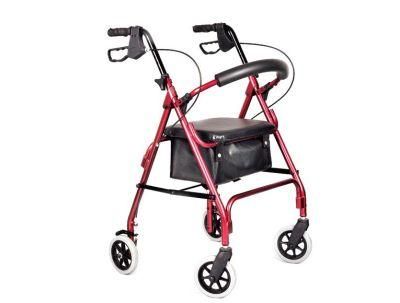 No Welding Part Disabled Elder 4 Wheel Forearm Foldable Shopping Aluminium Rollator Walker with Seat and Shopping Bag (BME811)
