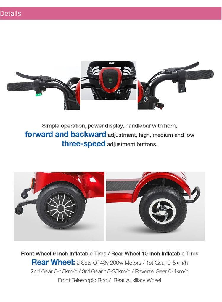 High Quality 4 Wheel Scooters Disabled Folding Mini Mobility Motorcycle Scooter with CE