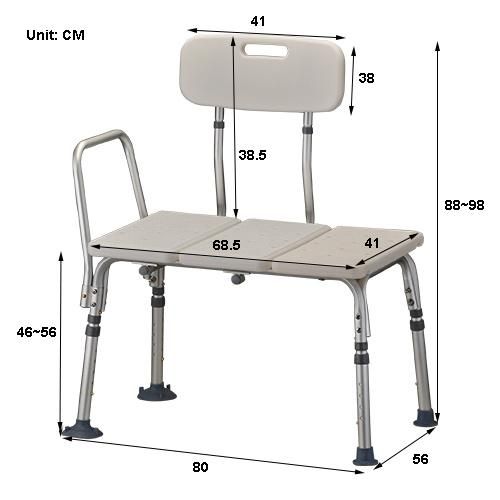 Commode Chair - Aluminum Portable Bath Transfer Bench/ Shower Chair