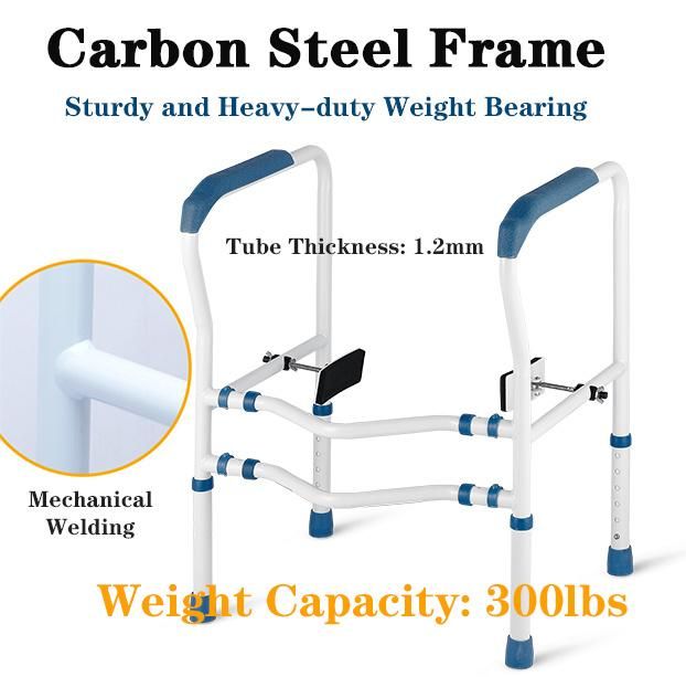 Stand Alone Toilet Safety Rail Adjustable Bathroom Toilet Handrails Grab Bar Fit Any Toilet