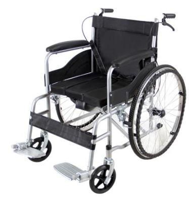 Multifunctional Manual Medical Portable Fold Transport Commode Wheel Chair