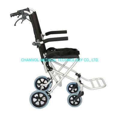 Aluminium Light Weight Ultralight Attendant Travel Transport Manual Wheelchair Foldable with Carrying Bag Portable