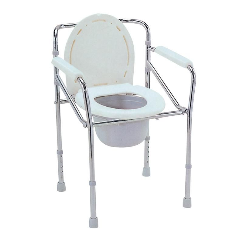 Stainless Steel PU Elderly Commode Chair with Toilet Seat