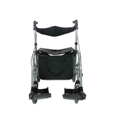 Factory Direct Aluminium Double Folding Height Adjustable Walking Rollator for Seniors