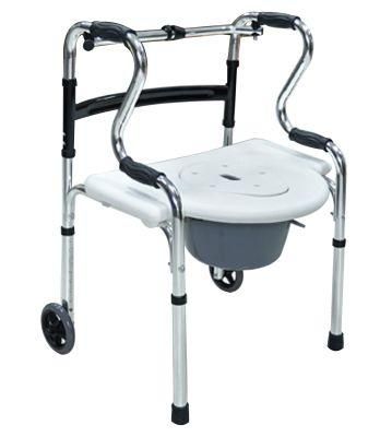 Commode Shower Chair with Wheel Bathroom Seat Elderly People Portable Aluminum Transfer Wheelchair