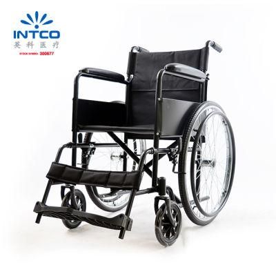 Foldable Steel Manual Wheelchair with Detachable Footrest