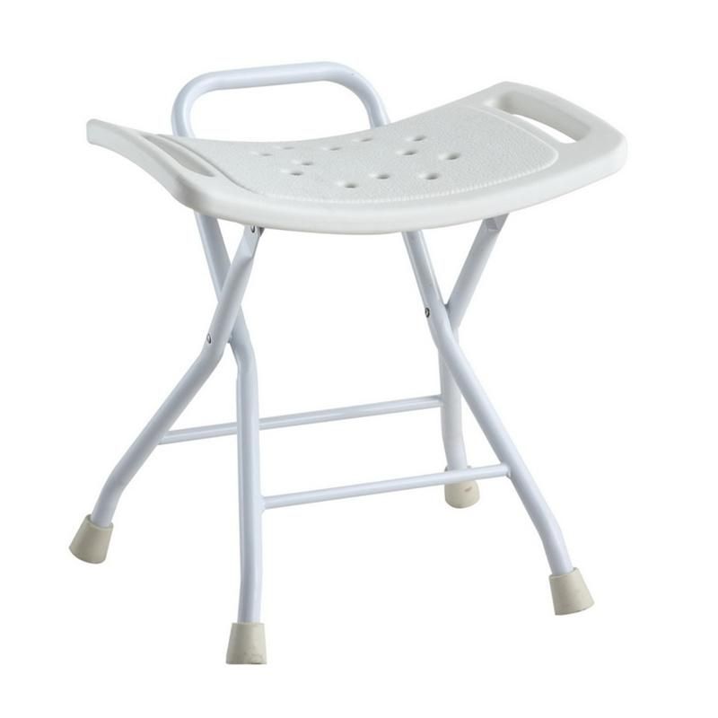 New Selling Steel Folding Shower Chair PE Material Seat Board Anti-Slip Foot Pad Easy Fold Bath Bench Get CE FDA ISO Rehabilitation Medical Equipment