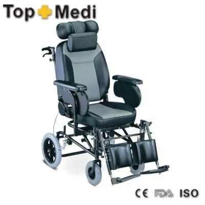 Topmedi Reclining High Backrest Wheelchair with Elevating Footrest