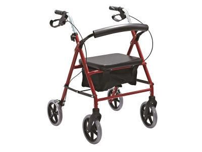 Aluminum Easy Carry Portable Rollator Walker with 4 Wheels 5 Level Adjustable Height with Optional Shopping Bag and Basket Folding Backrest