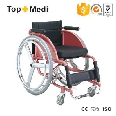 Pink Aluminum Frame Leisure Lightweight Manual Sport Wheelchair