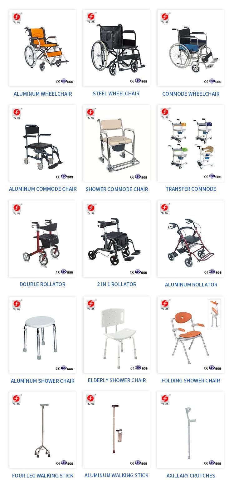 Adjustable Chromed Steel Folding Shower Chair Commode with Wheels for Elderly and Disabled