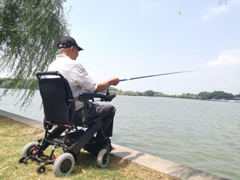 aluminum Alloy Motorized Lithium Battery Wheelchair with Solid Tire