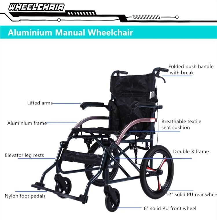 Chair Home Care Hospital Good Quality Aluminum Manual Wheelchair for Patients Wheelchair