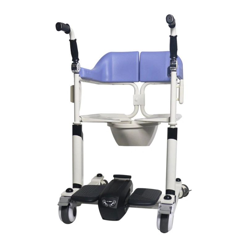 Transfer Commode Wheelchair with Electric Lift Mode Come with Battery and Remote Control