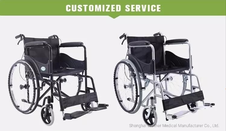Portable Folding Medical for Disability Manual Steel Frame Wheelchair
