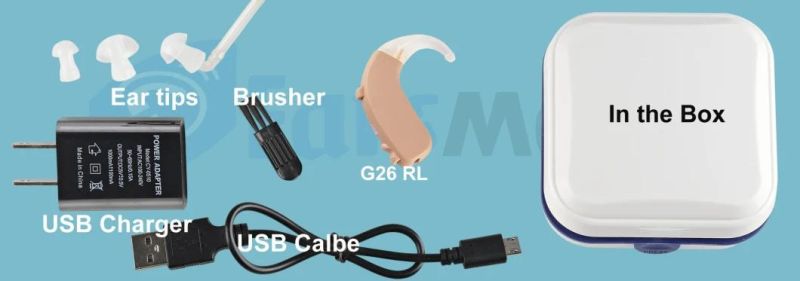 Digital Hearing Aids Bte G26rl Rechargeable & Noise Cancelling Hearing Amplifiers with One Touch Volume Control