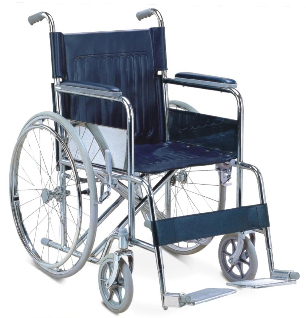 Steel Pipe Powder Coating Manual Wheelchair with Commode Function