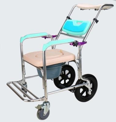 Bathroom Safety Equipment Rehabilitation Shower Chair with Arm&amp; Back&amp; Wheels Shower Chair for Disabled / Elderly