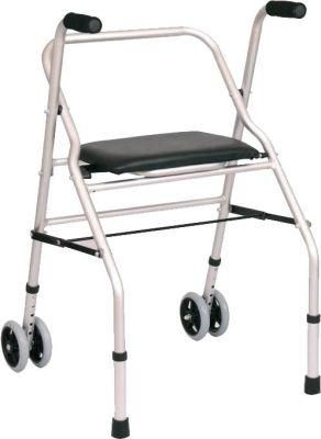 2 in 1 Function Mobility Walking Aid Two-Wheeled Aluminum Folding Walker for The Elderly