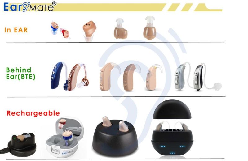 Earsmate G18 Wholesale Bluetooth Rechargeable Case Mini Ear Hearing Aid Non Programmable Analog Voice Hearing Sound Amplifier Aids Product Packed 2PCS