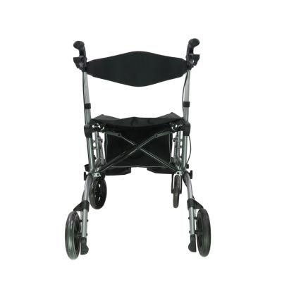 Aluminium Four Wheels Lightweight Mobility Rollator with Footrest for Elderly